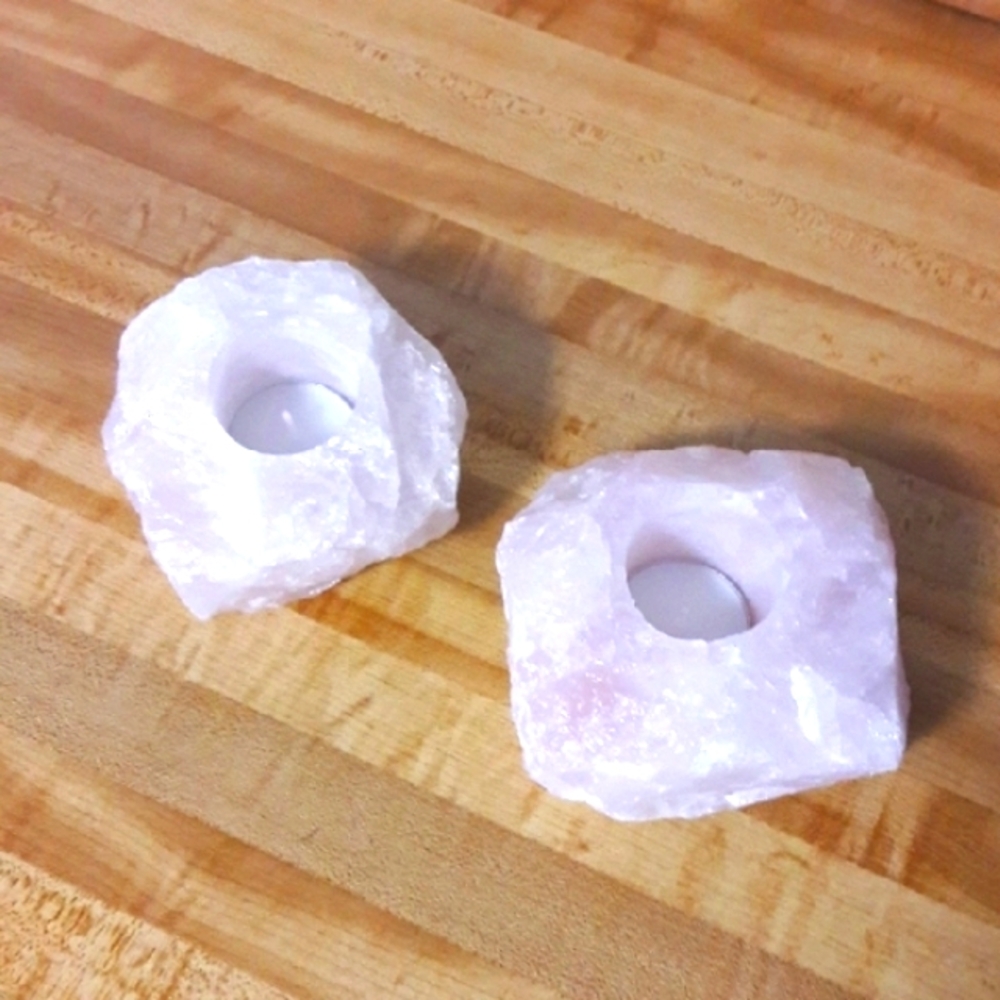 NWOT Quartz Tealight Candle Holders Set of 2 Made in Brazil